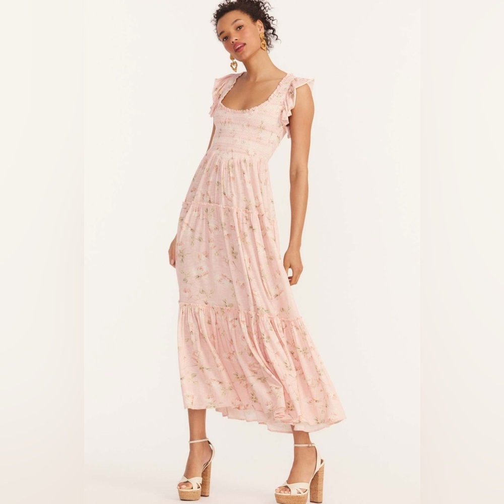 LoveShackFancy Chessie Tiered
Floral Cotton Maxi Dress